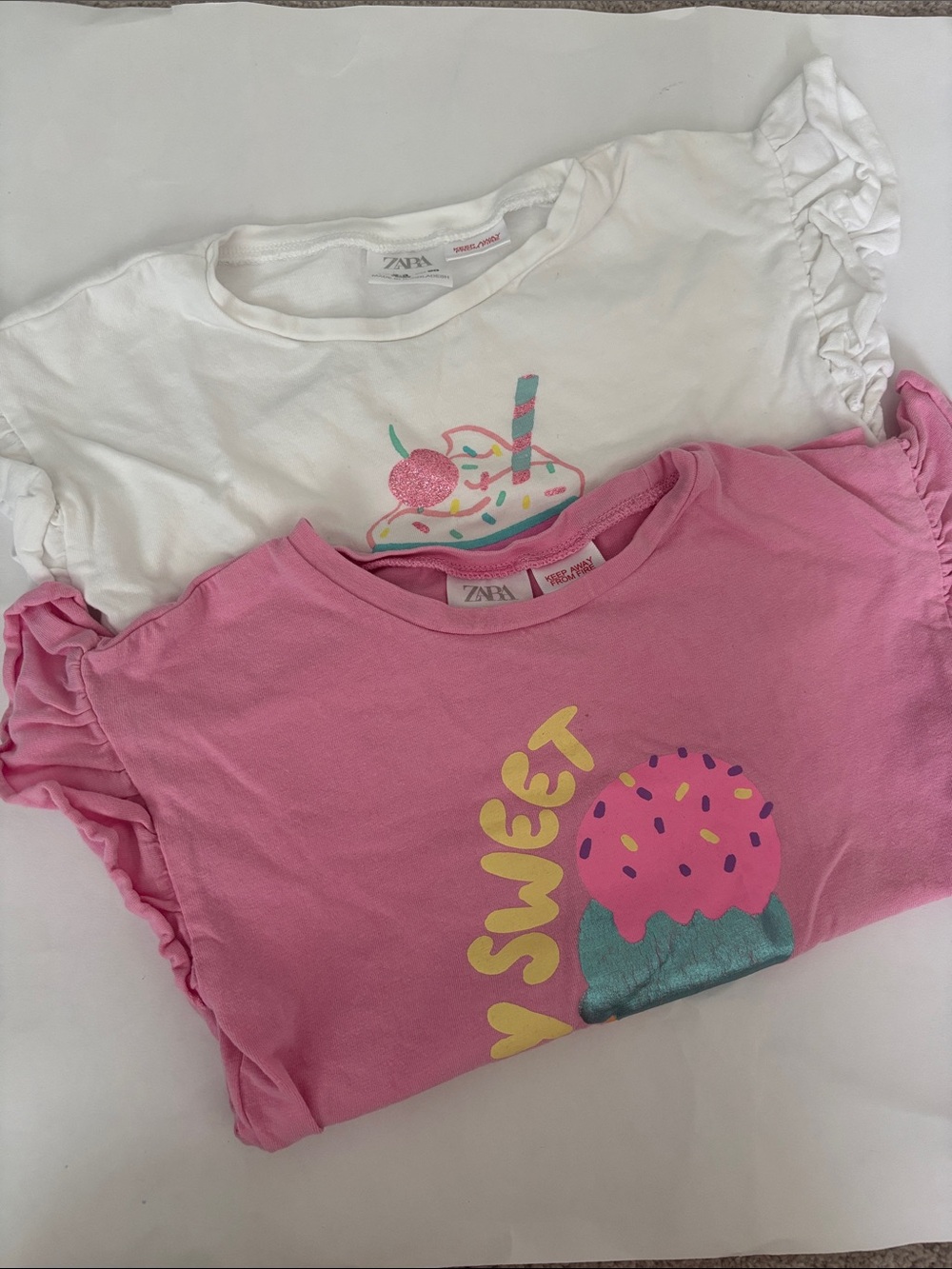 Zara Toddler Girl Top Bundle 2T Pink White Floral Cotton Lightweight Summer